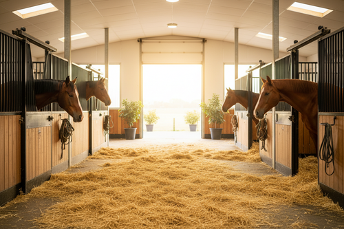 Clean airy Australian horse stable interior
