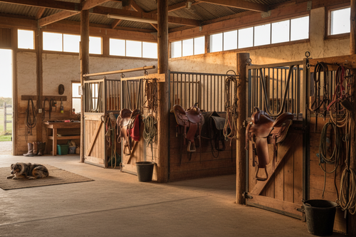 Rustic western style clean Australian horse stable